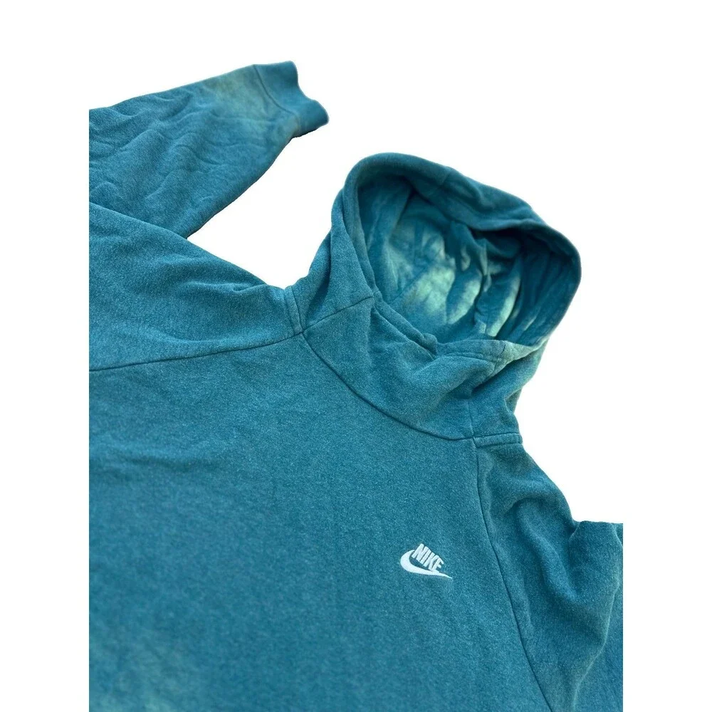 Nike XXL Teal Pullover Hoodie Embroidered Swoosh Funnel Neck Unisex